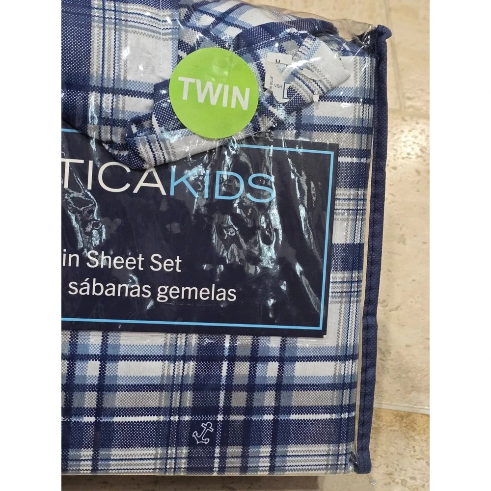 Nautica Kids Anchors Twin Set Fitted Flat‎ Pillowcase 3pc Set New